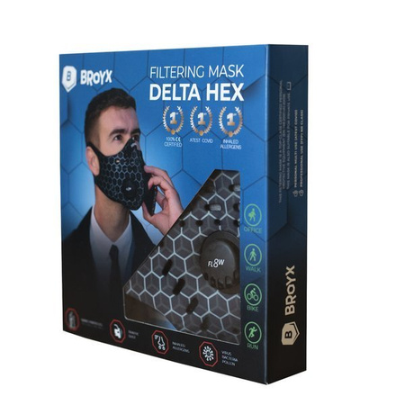 Broyx maska antysmogowa Delta Hex silver